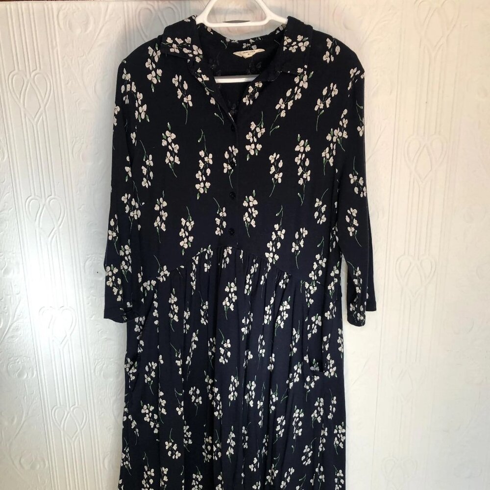 Seasalt Cornwall sustainable easy jersey flower shirt dress - size 10 US TALL